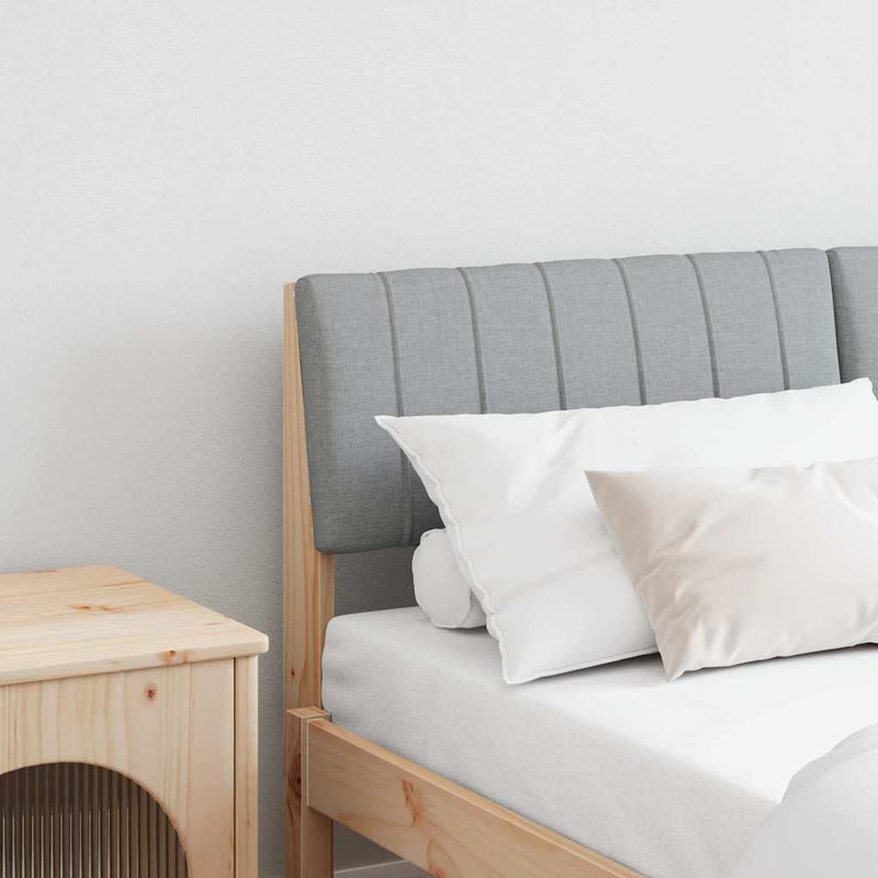 vidaXL Kárpitozott fejtámla Világosszürke 135 cm Tömör fenyőfa