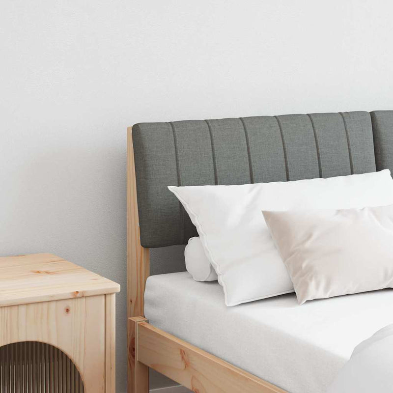 vidaXL Kárpitozott fejtámla Sötétszürke 135 cm Tömör fenyőfa