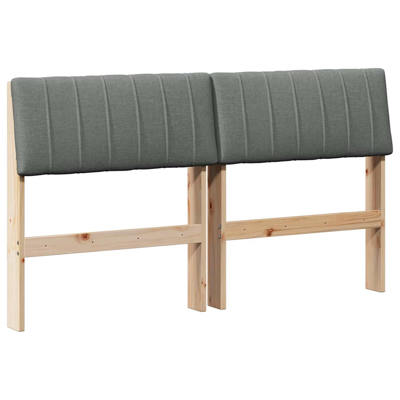 vidaXL Kárpitozott fejtámla Sötétszürke 135 cm Tömör fenyőfa