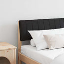 vidaXL Kárpitozott fejtámla Fekete 135 cm Tömör fenyőfa