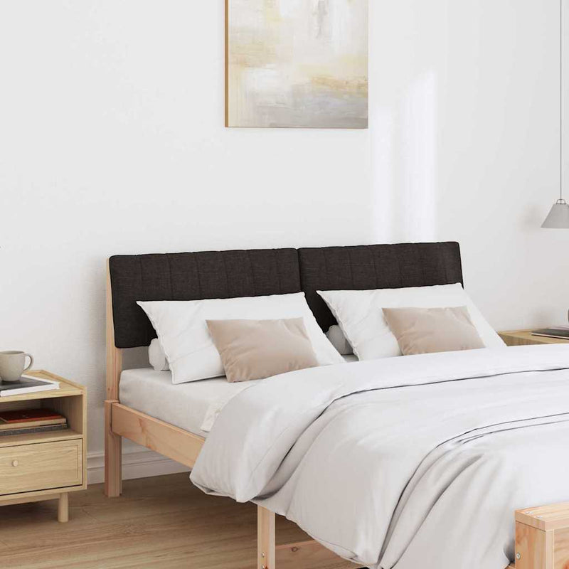 vidaXL Kárpitozott fejtámla Fekete 135 cm Tömör fenyőfa