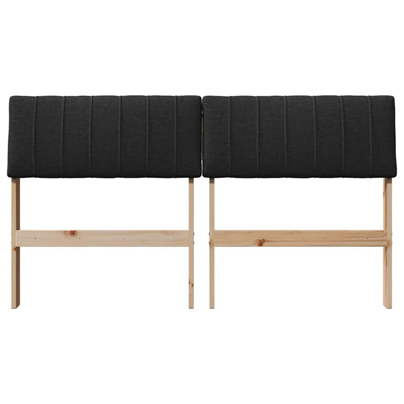 vidaXL Kárpitozott fejtámla Fekete 135 cm Tömör fenyőfa