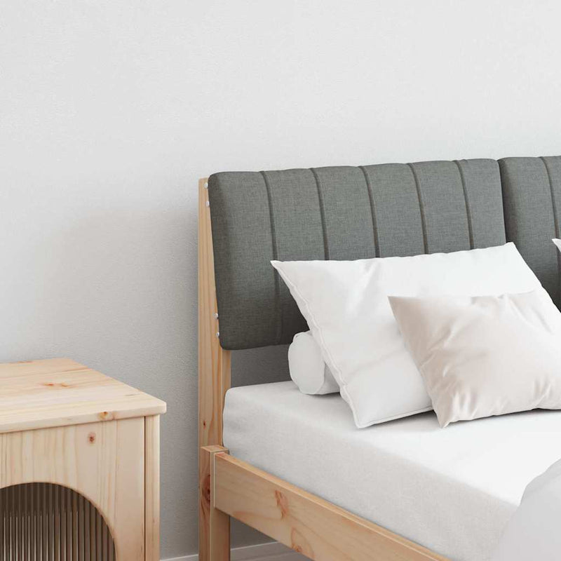 vidaXL Kárpitozott fejtámla Sötétszürke 120 cm Tömör fenyőfa