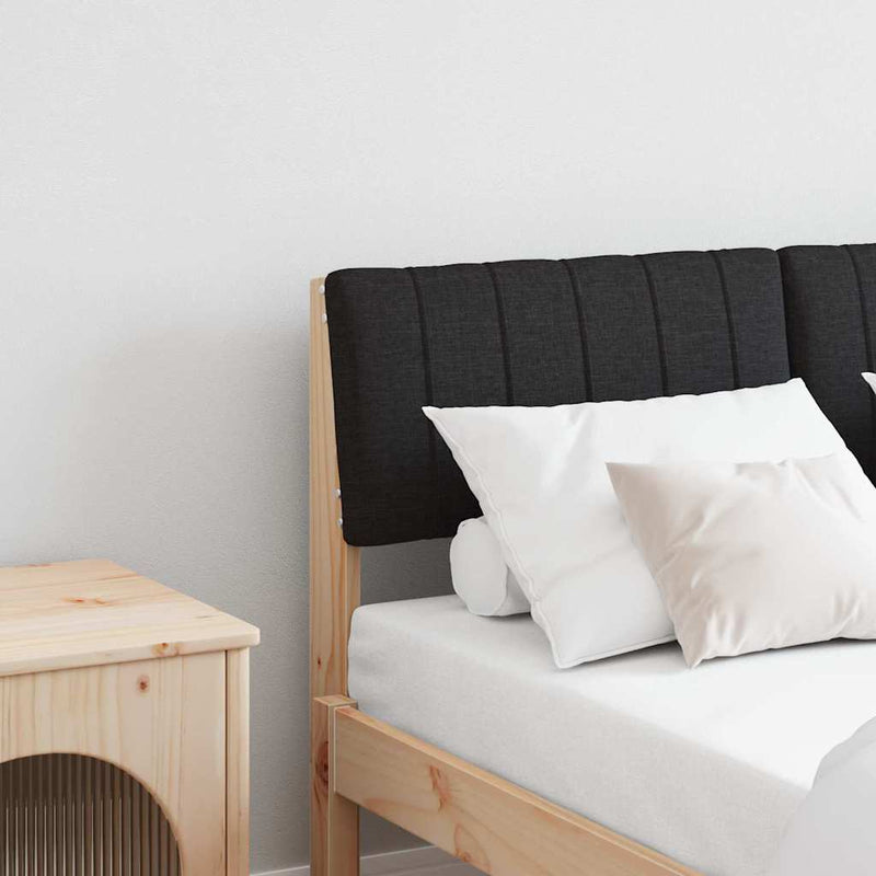 vidaXL Kárpitozott fejtámla Fekete 120 cm Tömör fenyőfa
