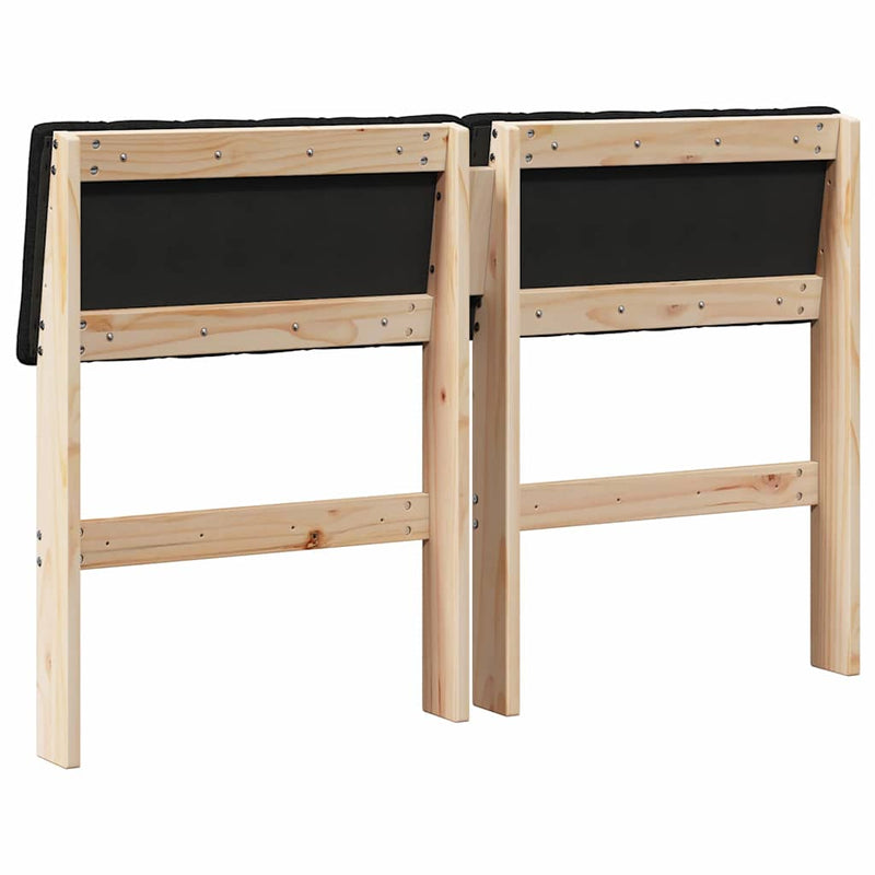 vidaXL Kárpitozott fejtámla Fekete 120 cm Tömör fenyőfa