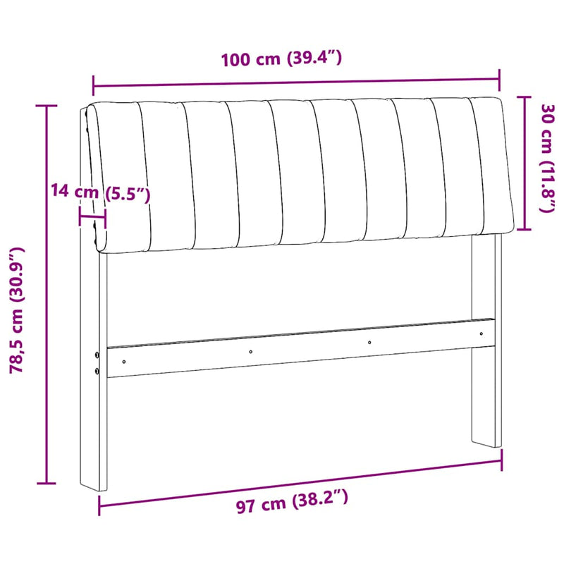 vidaXL Kárpitozott fejtámla Fekete 100 cm Tömör fenyőfa