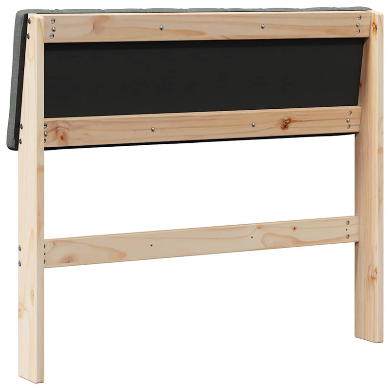 vidaXL Kárpitozott fejtámla Sötétszürke 90 cm Tömör fenyőfa