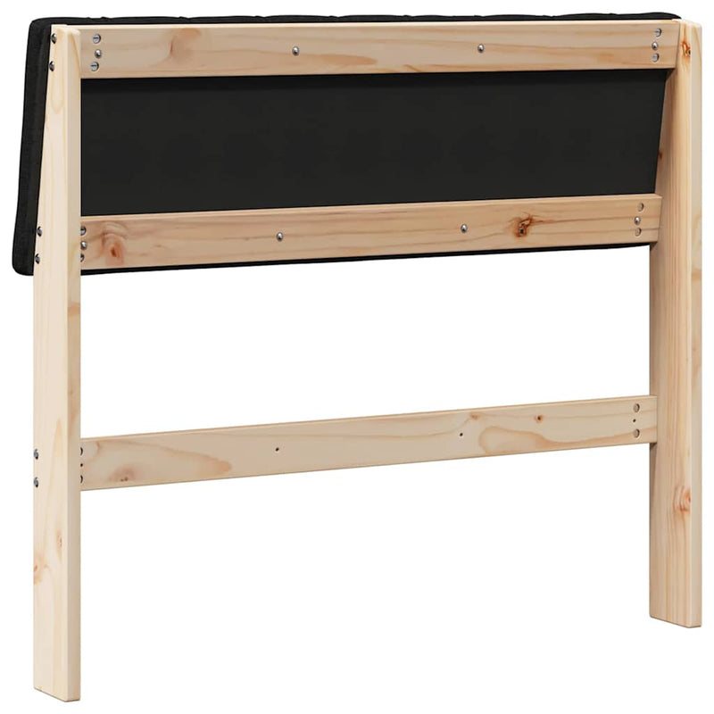 vidaXL Kárpitozott fejtámla Fekete 90 cm Tömör fenyőfa