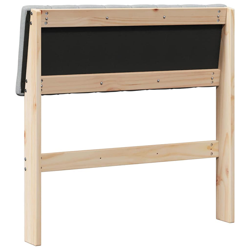 vidaXL Kárpitozott fejtámla Világosszürke 80 cm Tömör fenyőfa