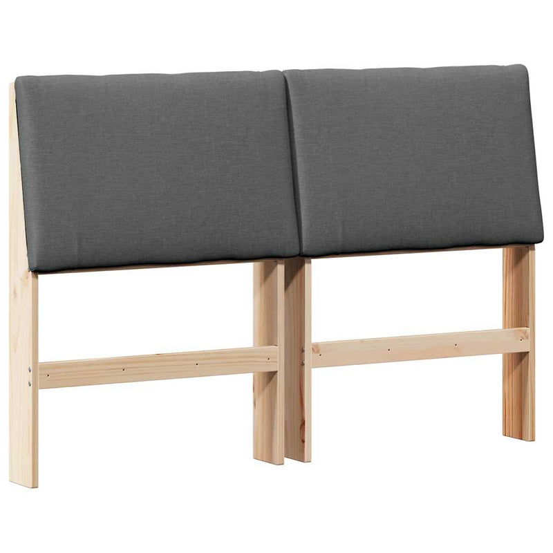 vidaXL Kárpitozott fejtámla Sötétszürke 160 cm Tömör fenyőfa