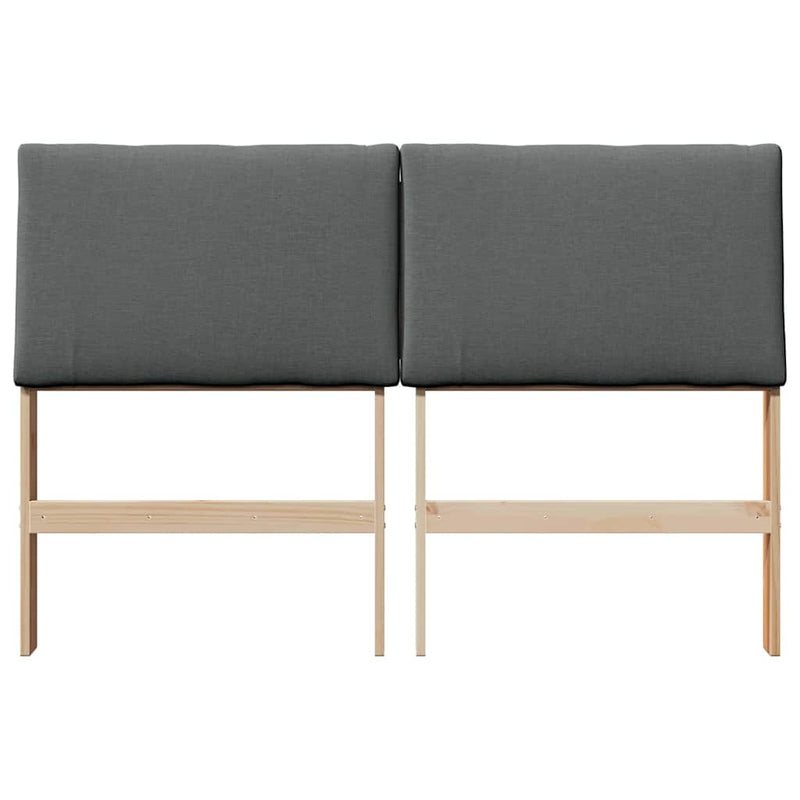 vidaXL Kárpitozott fejtámla Sötétszürke 150 cm Tömör fenyőfa