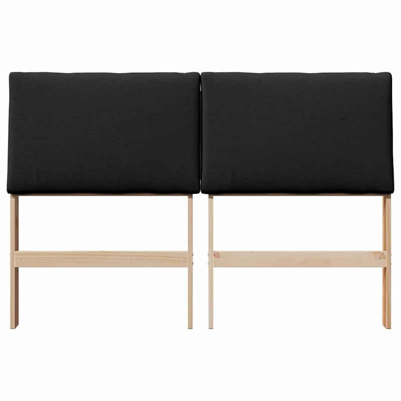 vidaXL Kárpitozott fejtámla Fekete 150 cm Tömör fenyőfa