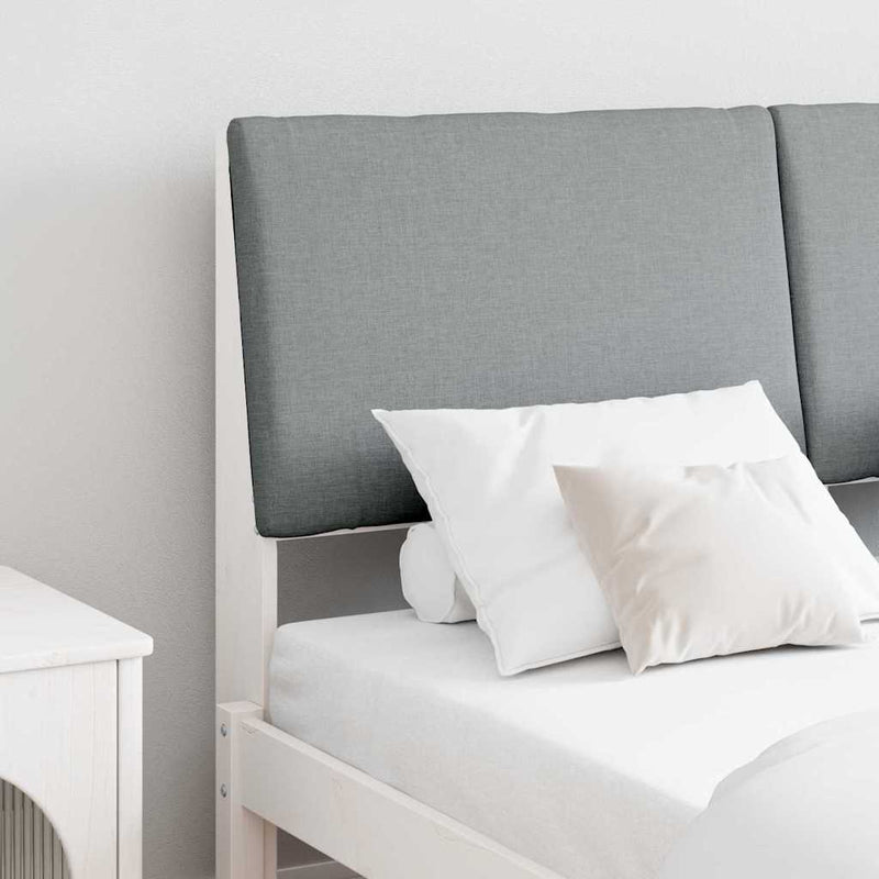 vidaXL Kárpitozott fejtámla Világosszürke 150 cm Tömör fenyőfa