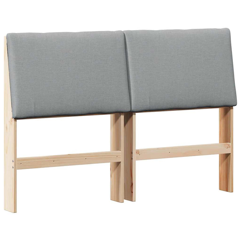 vidaXL Kárpitozott fejtámla Világosszürke 140 cm Tömör fenyőfa