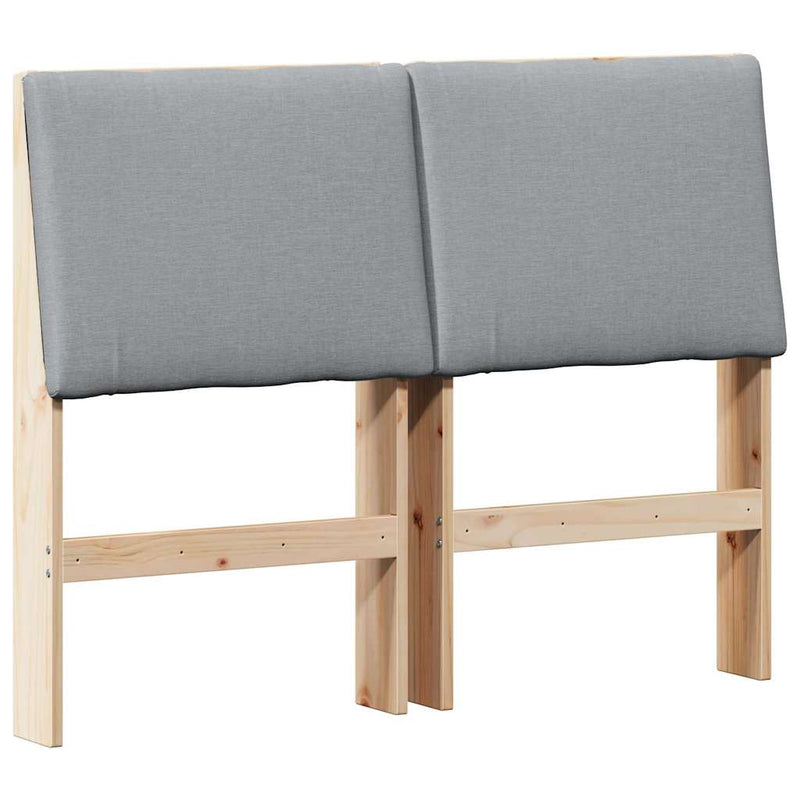 vidaXL Kárpitozott fejtámla Világosszürke 135 cm Tömör fenyőfa