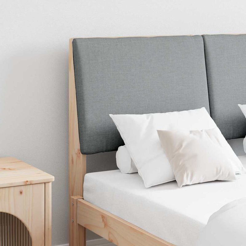 vidaXL Kárpitozott fejtámla Világosszürke 120 cm Tömör fenyőfa