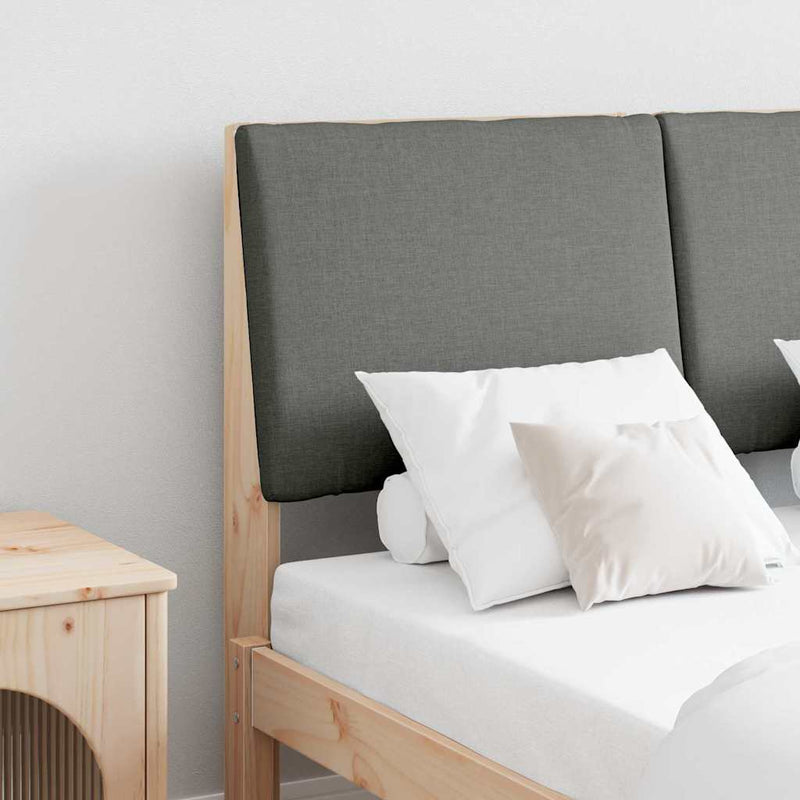 vidaXL Kárpitozott fejtámla Sötétszürke 120 cm Tömör fenyőfa