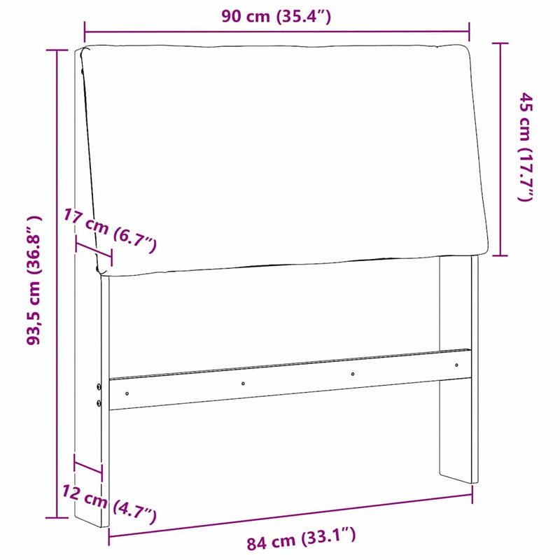 vidaXL Kárpitozott fejtámla Tópszínű 90 cm Tömör fenyőfa