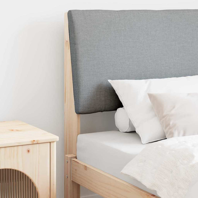 vidaXL Kárpitozott fejtámla Világosszürke 80 cm Tömör fenyőfa