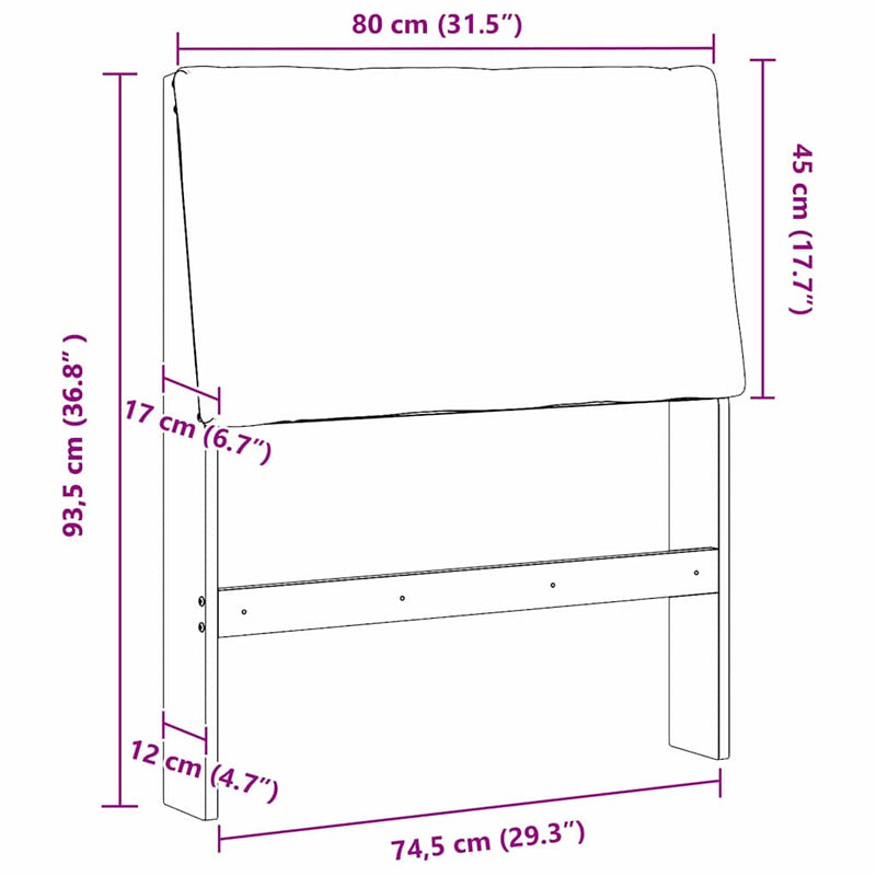 vidaXL Kárpitozott fejtámla Világosszürke 80 cm Tömör fenyőfa