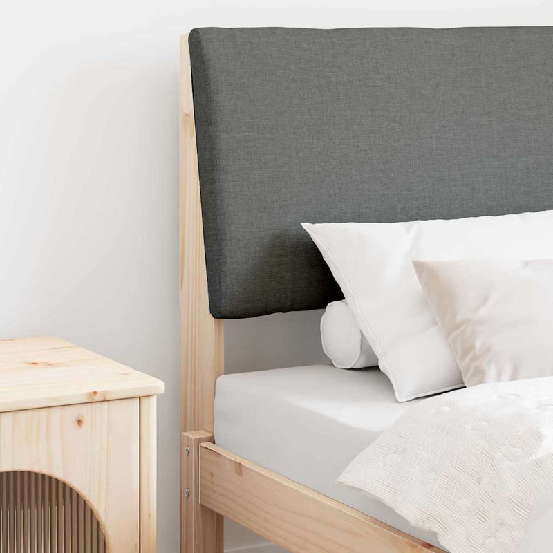 vidaXL Kárpitozott fejtámla Sötétszürke 75 cm Tömör fenyőfa