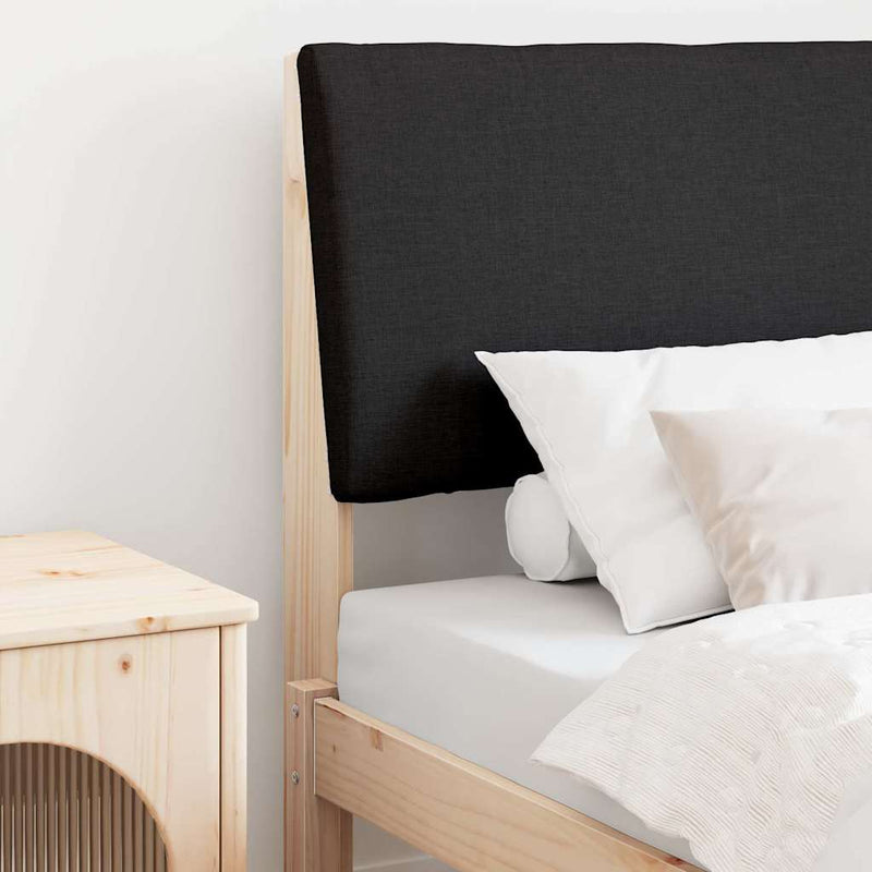 vidaXL Kárpitozott fejtámla Fekete 75 cm Tömör fenyőfa