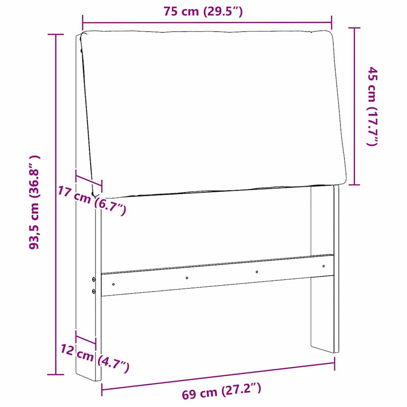 vidaXL Kárpitozott fejtámla Tópszínű 75 cm Tömör fenyőfa