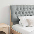 vidaXL Kárpitozott fejtámla Világosszürke 200 cm Tömör fenyőfa