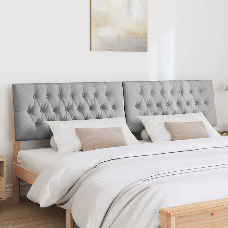 vidaXL Kárpitozott fejtámla Világosszürke 200 cm Tömör fenyőfa