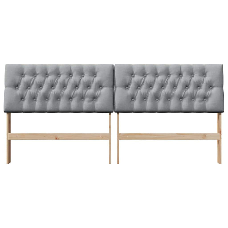 vidaXL Kárpitozott fejtámla Világosszürke 200 cm Tömör fenyőfa