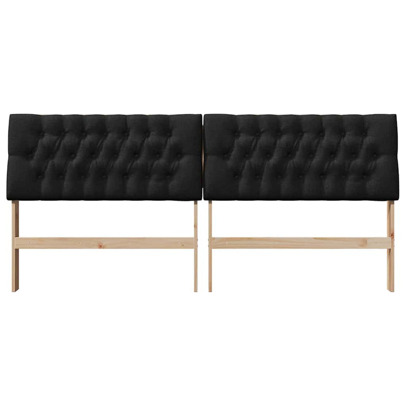 vidaXL Kárpitozott fejtámla Fekete 200 cm Tömör fenyőfa