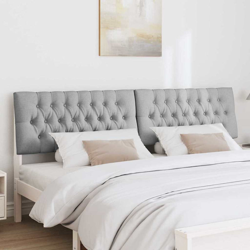 vidaXL Kárpitozott fejtámla Világosszürke 200 cm Tömör fenyőfa