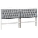 vidaXL Kárpitozott fejtámla Világosszürke 200 cm Tömör fenyőfa