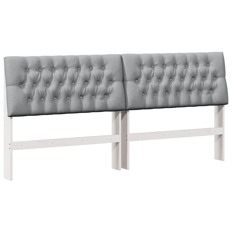 vidaXL Kárpitozott fejtámla Világosszürke 200 cm Tömör fenyőfa