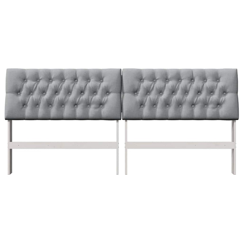 vidaXL Kárpitozott fejtámla Világosszürke 200 cm Tömör fenyőfa