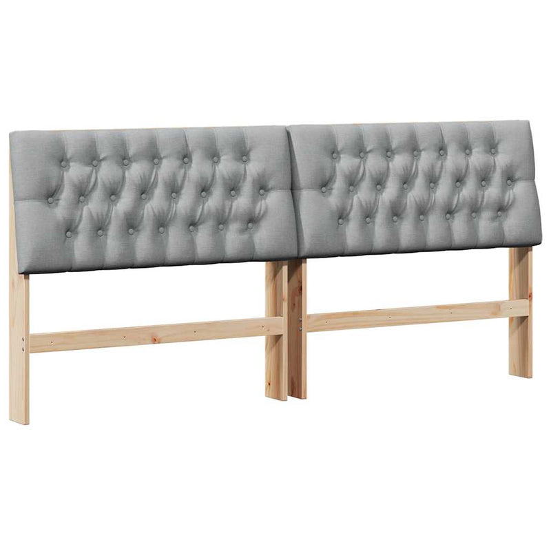 vidaXL Kárpitozott fejtámla Világosszürke 180 cm Tömör fenyőfa