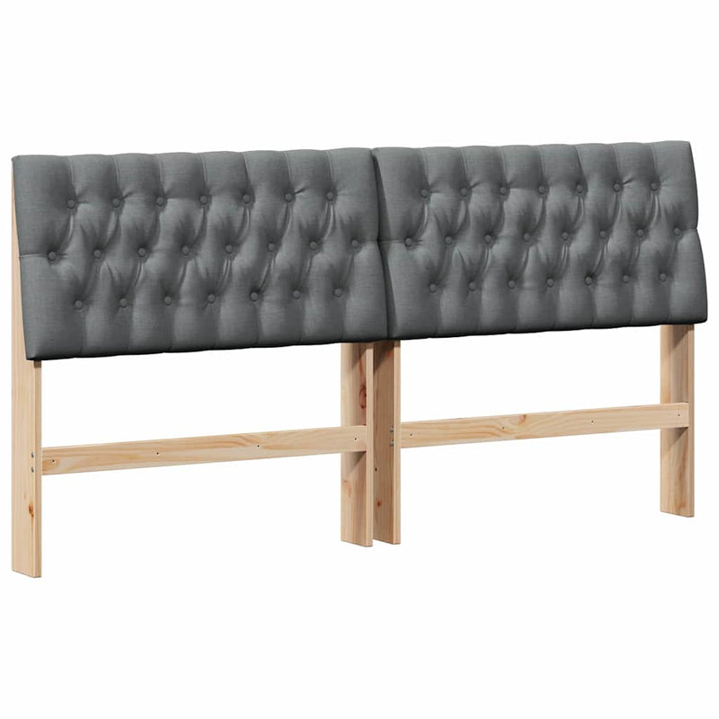 vidaXL Kárpitozott fejtámla Sötétszürke 180 cm Tömör fenyőfa