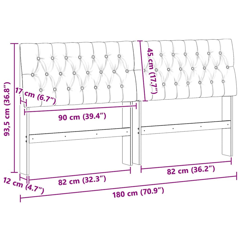 vidaXL Kárpitozott fejtámla Fekete 180 cm Tömör fenyőfa