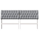 vidaXL Kárpitozott fejtámla Világosszürke 180 cm Tömör fenyőfa