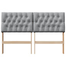 vidaXL Kárpitozott fejtámla Világosszürke 150 cm Tömör fenyőfa