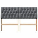 vidaXL Kárpitozott fejtámla Sötétszürke 150 cm Tömör fenyőfa