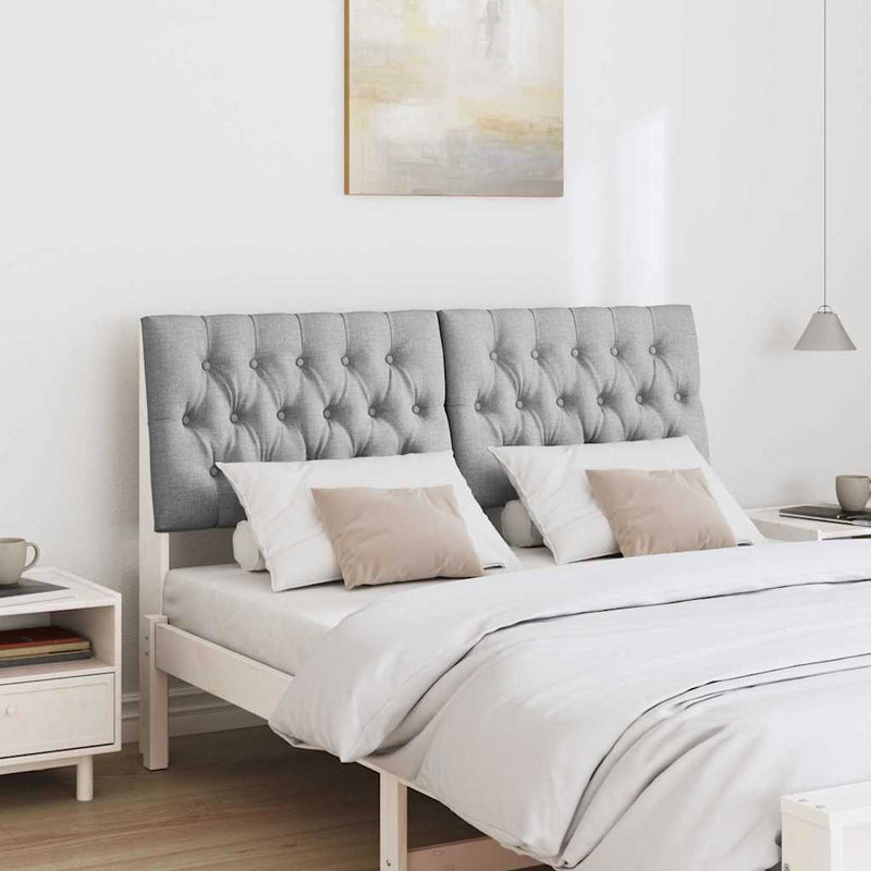 vidaXL Kárpitozott fejtámla Világosszürke 150 cm Tömör fenyőfa