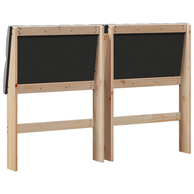 vidaXL Kárpitozott fejtámla Világosszürke 140 cm Tömör fenyőfa