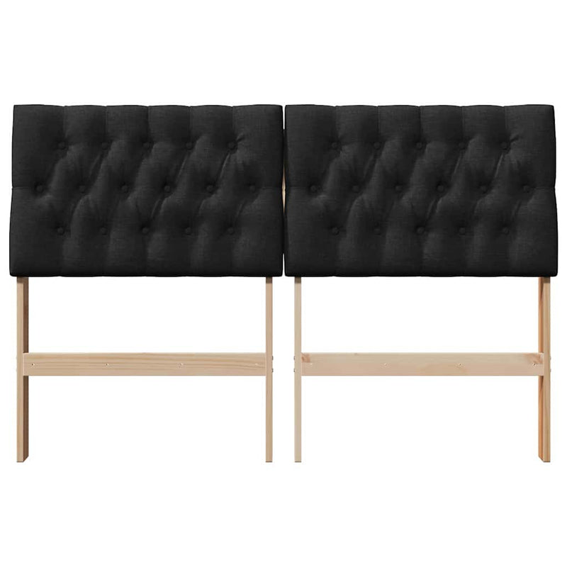 vidaXL Kárpitozott fejtámla Fekete 140 cm Tömör fenyőfa