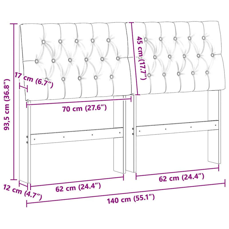 vidaXL Kárpitozott fejtámla Tópszínű 140 cm Tömör fenyőfa