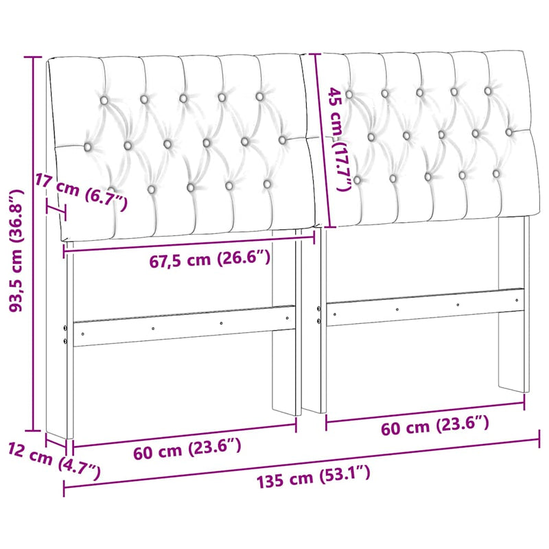 vidaXL Kárpitozott fejtámla Fekete 135 cm Tömör fenyőfa