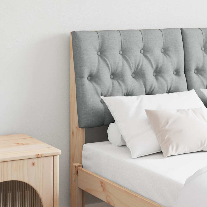 vidaXL Kárpitozott fejtámla Világosszürke 120 cm Tömör fenyőfa