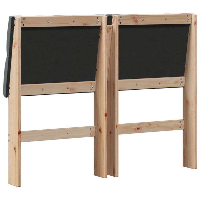 vidaXL Kárpitozott fejtámla Sötétszürke 120 cm Tömör fenyőfa