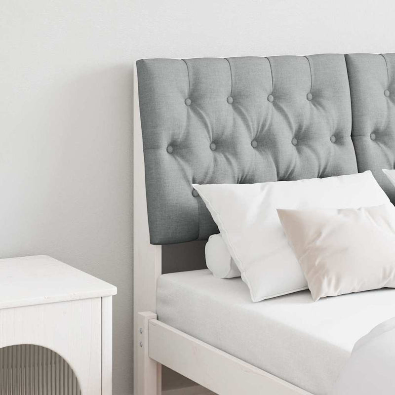 vidaXL Kárpitozott fejtámla Világosszürke 120 cm Tömör fenyőfa