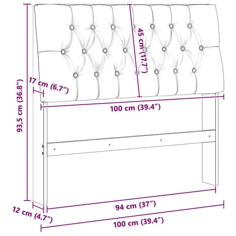 vidaXL Kárpitozott fejtámla Fekete 100 cm Tömör fenyőfa